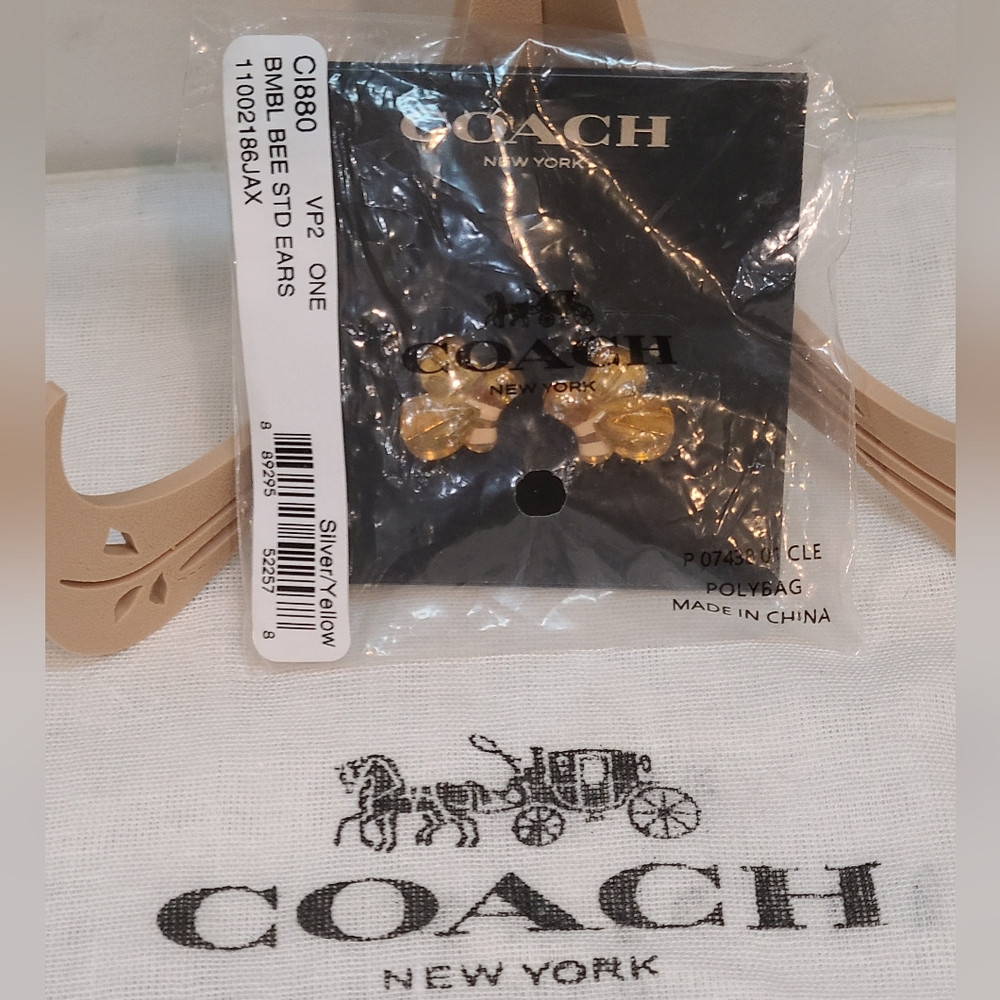NWT Coach Bee Gold and Silver Stud Earrings